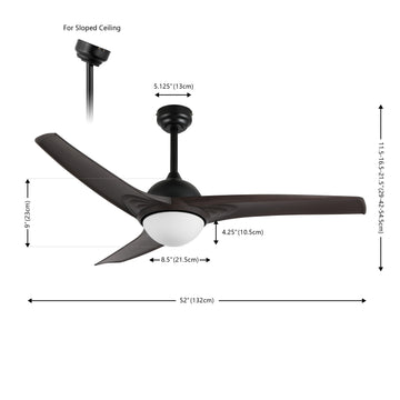 Sully 52" Contemporary Industrial Iron/Plastic Mobile-App/Remote-Controlled 6-Speed Propeller Integrated LED Ceiling Fan